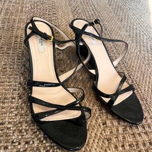 Prada Black Patent Strappy Heels